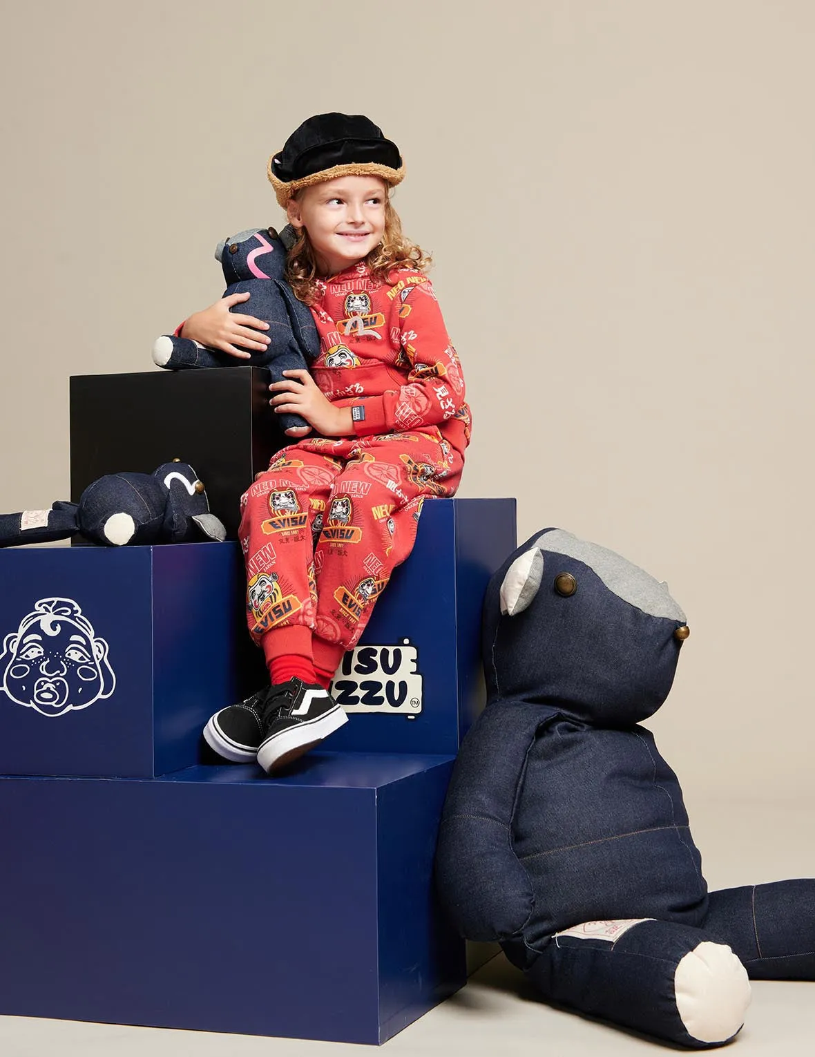Allover Daruma and Kamon Print Sweatpants