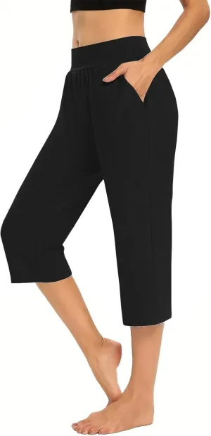 Capris Pants for Women Summer Casual Workout Capri Yoga Pants Straight Leg Exercise 2025 Yoga Pants with Pockets