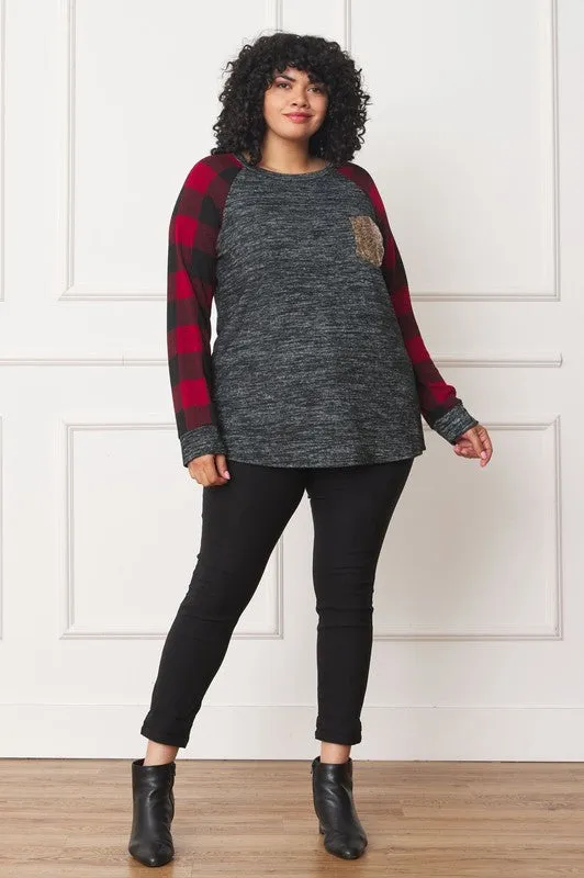 Checker Sleeve Sequin Pocket Tunic