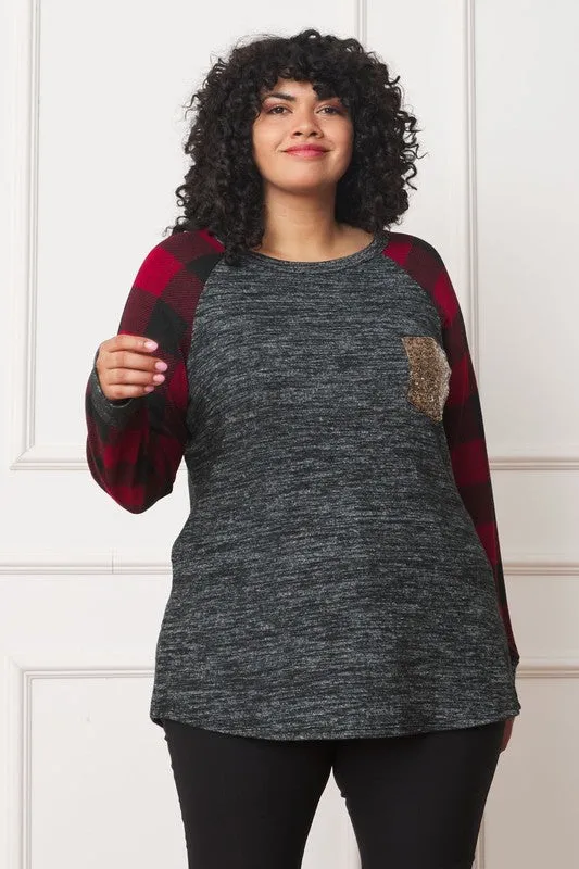 Checker Sleeve Sequin Pocket Tunic