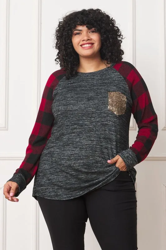 Checker Sleeve Sequin Pocket Tunic