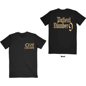 CLEARANCE - T-Shirt - Ozzy Osbourne - Patient Number 9 - Gold Logo With Back Print
