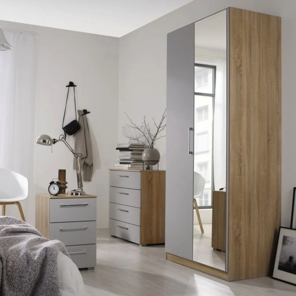 Ellesse Silk Grey & Sonoma Oak Hinged Wardrobe Range by Rauch