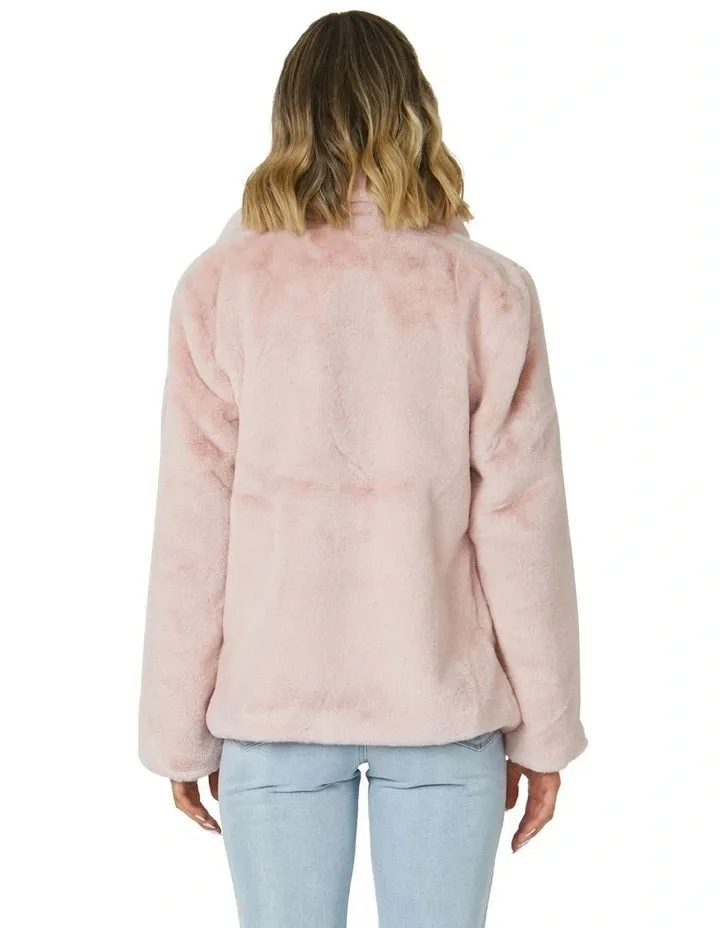 Faux Fur Sass Jacket Blush