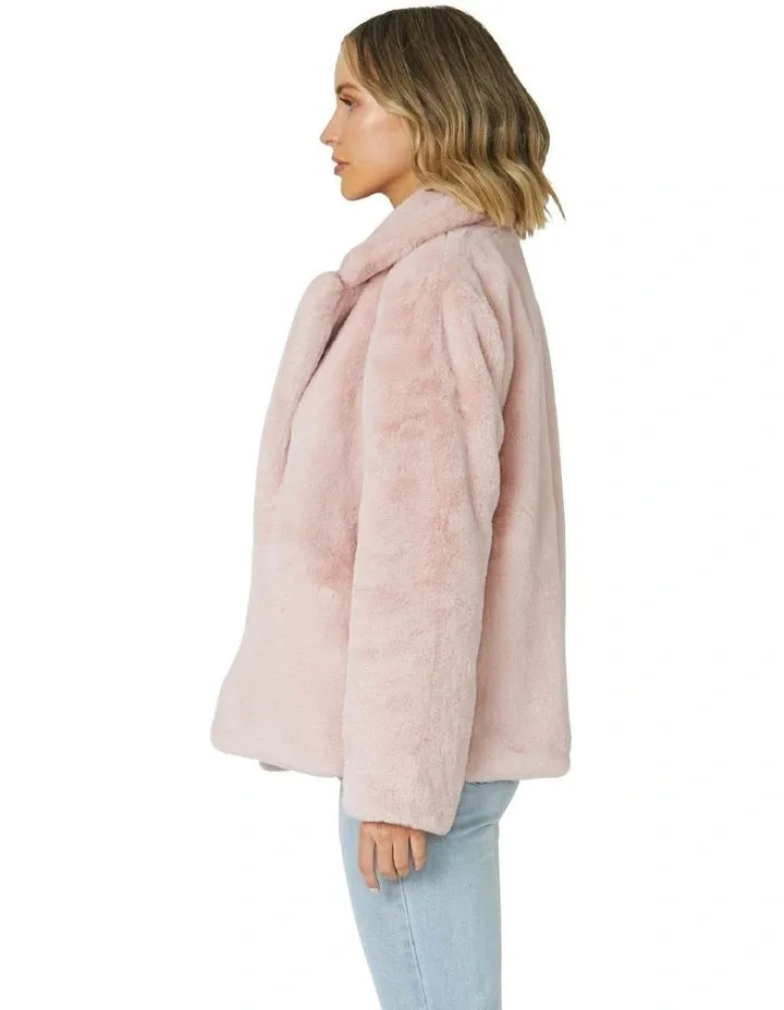 Faux Fur Sass Jacket Blush