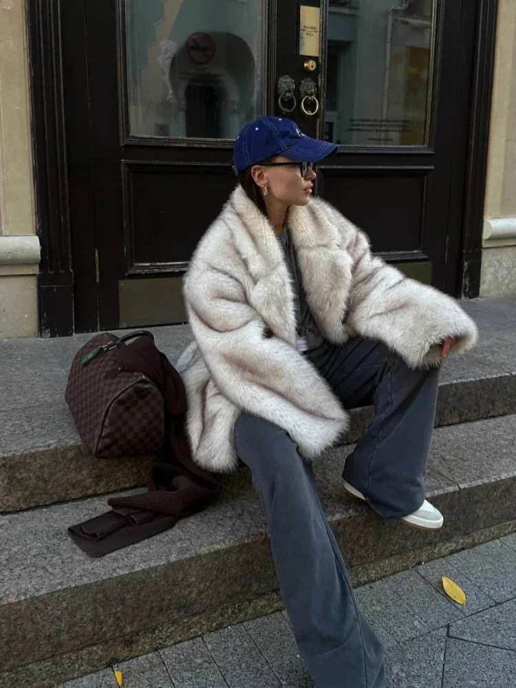 Furry Faux Fur Jacket  Winter Chic Outwear