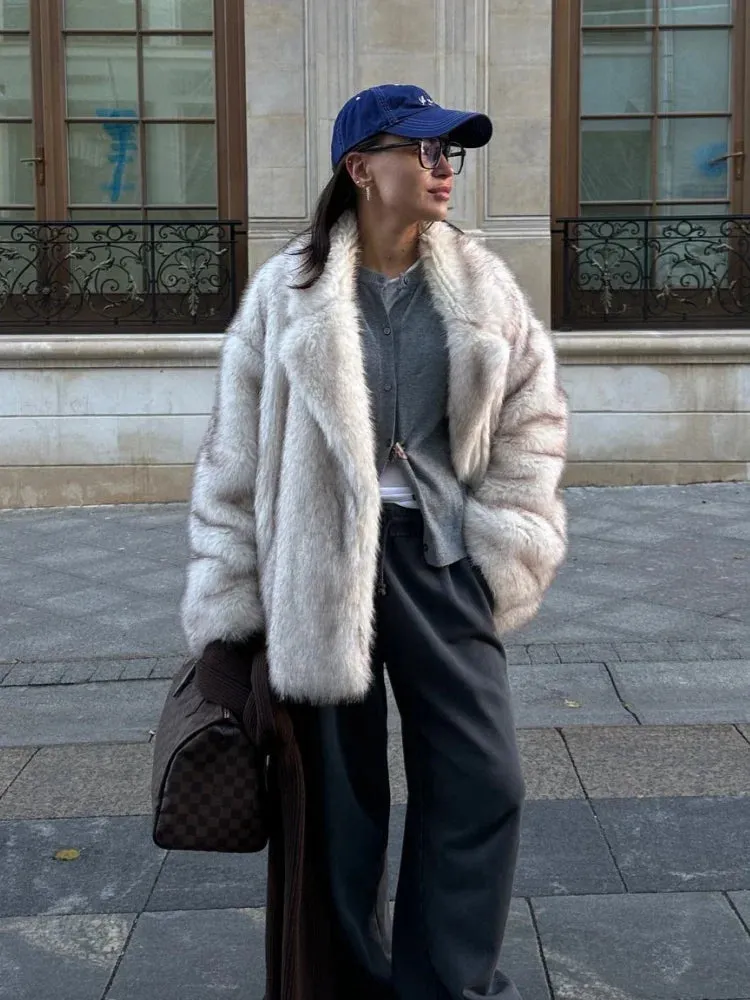 Furry Faux Fur Jacket  Winter Chic Outwear