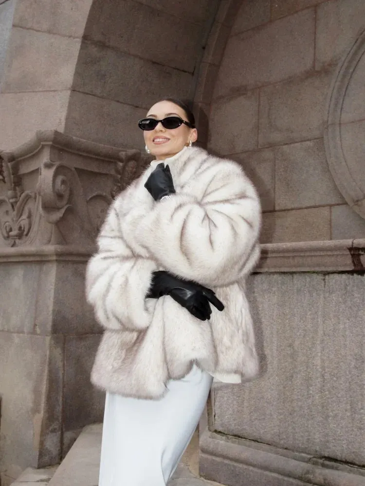 Furry Faux Fur Jacket  Winter Chic Outwear