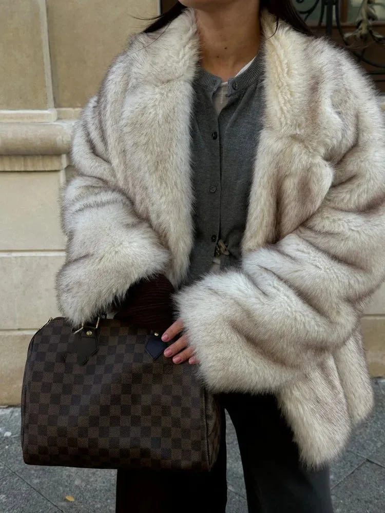 Furry Faux Fur Jacket  Winter Chic Outwear