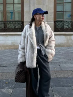 Furry Faux Fur Jacket  Winter Chic Outwear