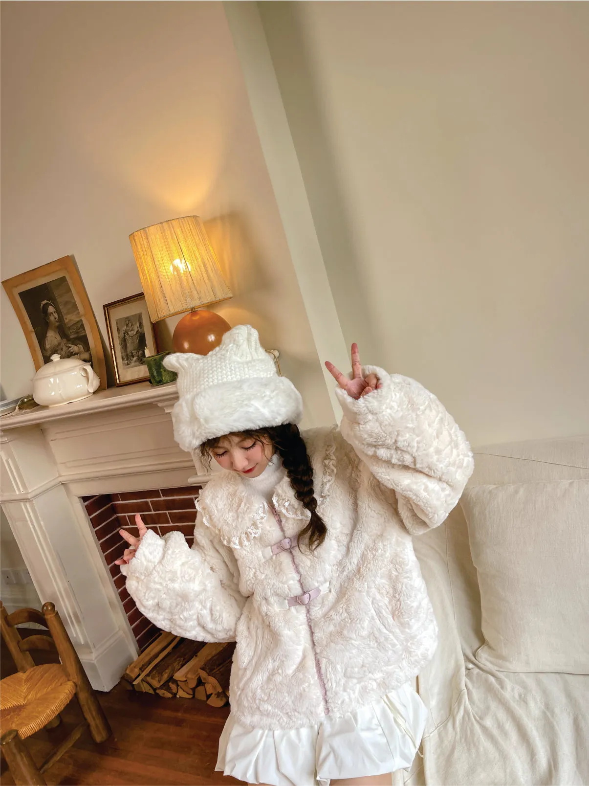Icy Elegance Doll Collar Faux Fur Jacket