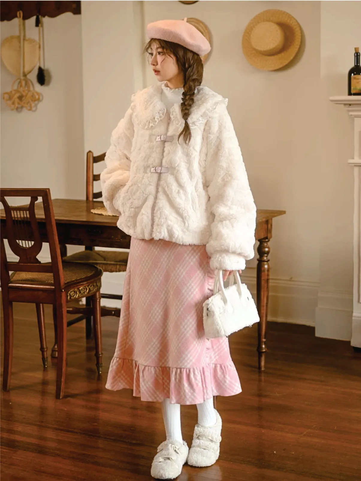 Icy Elegance Doll Collar Faux Fur Jacket