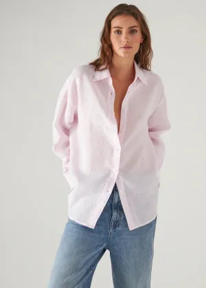 Linen Striped Boyfriend Shirt-Pixie
