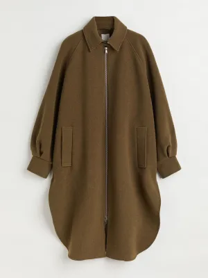 Olive oversized wool-blend coat