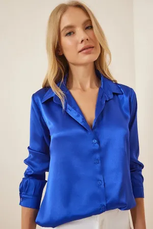 Saxe Blue Satin Blouse