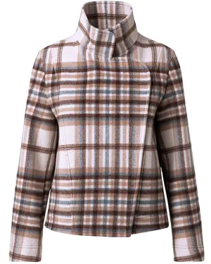Sky Plaid Boxy Crop Coat