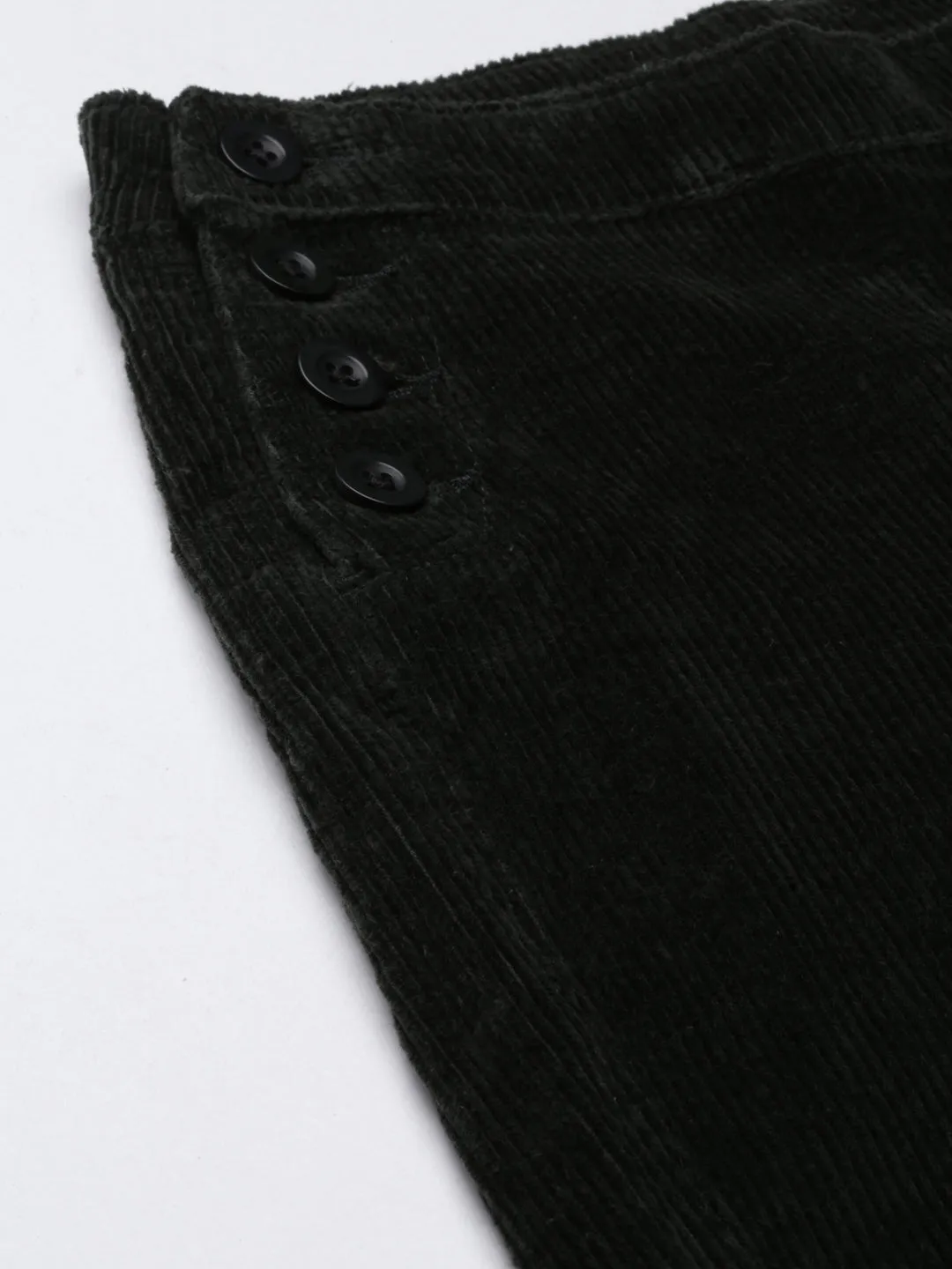 Women Olive Straight Fit High-Rise Trousers