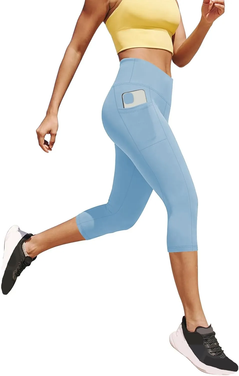 Women's Cropped Trousers Ladies 3/4 Cropped Pants Ladies High Waist Leggings Stretch Fit Yoga Pant Summer