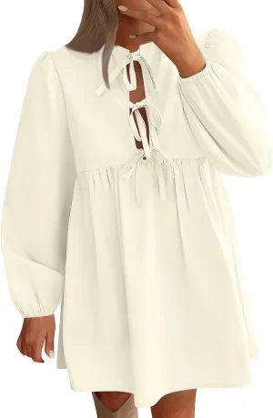 Womens Plus Size Fall Dresses Midi Trendy Lantern Long Sleeve Dress Elegant Solid Flowy Swing Cocktail Party Dresses