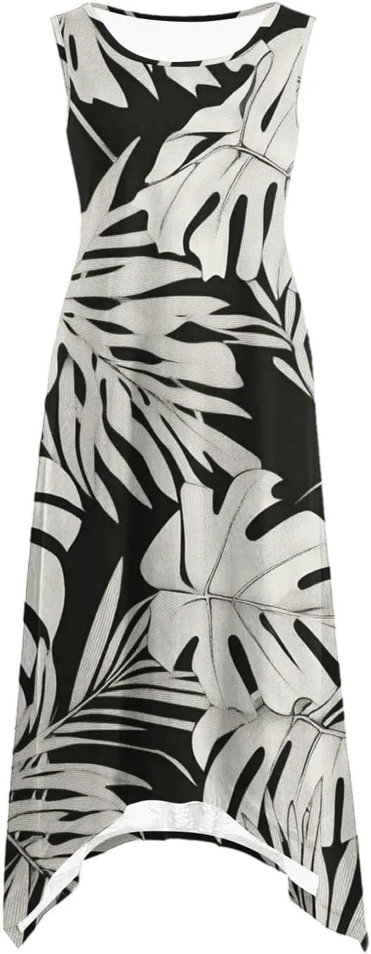 Womens Summer Dresses Casual Plus Size Sleeveless Crewneck Tank Sundress Loose fit Hawaiian Trendy Graphic Boho Midi Dresses