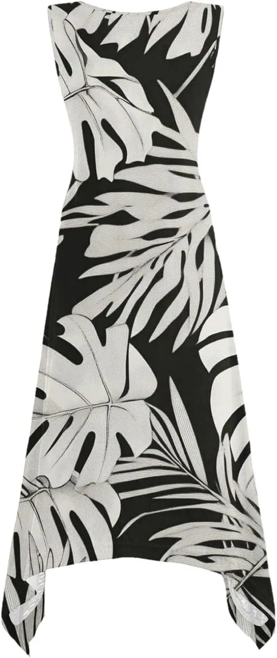 Womens Summer Dresses Casual Plus Size Sleeveless Crewneck Tank Sundress Loose fit Hawaiian Trendy Graphic Boho Midi Dresses